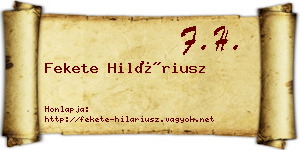 Fekete Hiláriusz névjegykártya